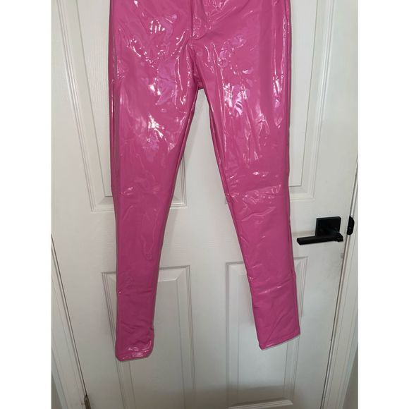 Love and Labels Pink Vinyl PVC Patent Leather Pants - Picture 2 of 5
